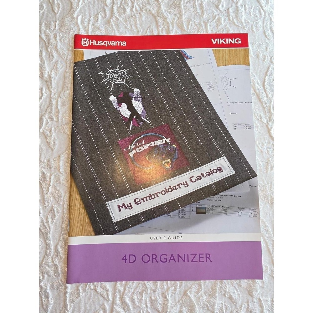 Husqvarna Viking 4D Organizer User's Guide catalog for embroidery designs